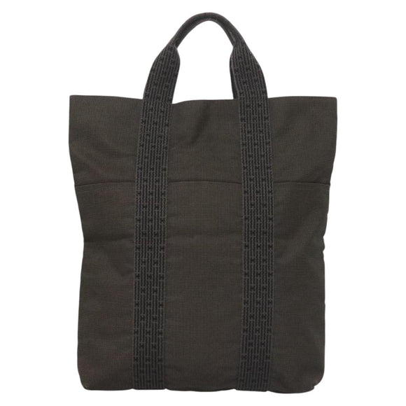 HERMES Her Line Kabas Tote Bag Canvas Gray Silver Auth bs27028