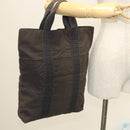 HERMES Her Line Kabas Tote Bag Canvas Gray Silver Auth bs27028-20