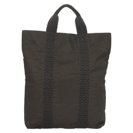 HERMES Her Line Kabas Tote Bag Canvas Gray Silver Auth bs27028 - 0