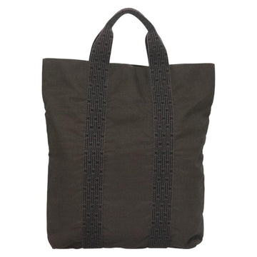 HERMES Her Line Kabas Tote Bag Canvas Gray Silver Auth bs27028 - 0