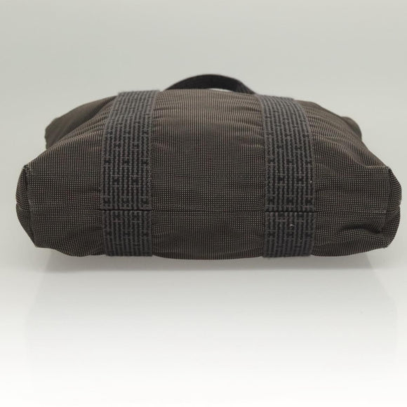 HERMES Her Line Kabas Tote Bag Canvas Gray Silver Auth bs27028