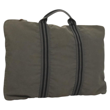 HERMES Fourre Tout Porte Documents Business Bag Canvas Gray Silver Auth bs27029