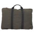 HERMES Fourre Tout Porte Documents Business Bag Canvas Gray Silver Auth bs27029-2