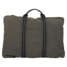 HERMES Fourre Tout Porte Documents Business Bag Canvas Gray Silver Auth bs27029 - 0