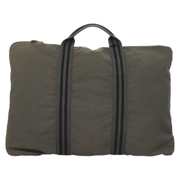 HERMES Fourre Tout Porte Documents Business Bag Canvas Gray Silver Auth bs27029 - 0