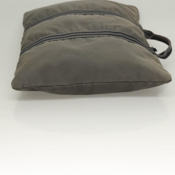 HERMES Fourre Tout Porte Documents Business Bag Canvas Gray Silver Auth bs27029