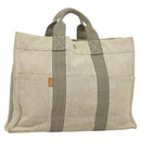 HERMES New Fourre Tout MM Hand Bag Canvas Gray Silver Auth bs27031-1