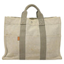HERMES New Fourre Tout MM Hand Bag Canvas Gray Silver Auth bs27031-2