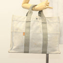 HERMES New Fourre Tout MM Hand Bag Canvas Gray Silver Auth bs27031-23