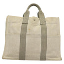 HERMES New Fourre Tout MM Hand Bag Canvas Gray Silver Auth bs27031-3