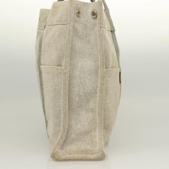HERMES New Fourre Tout MM Hand Bag Canvas Gray Silver Auth bs27031