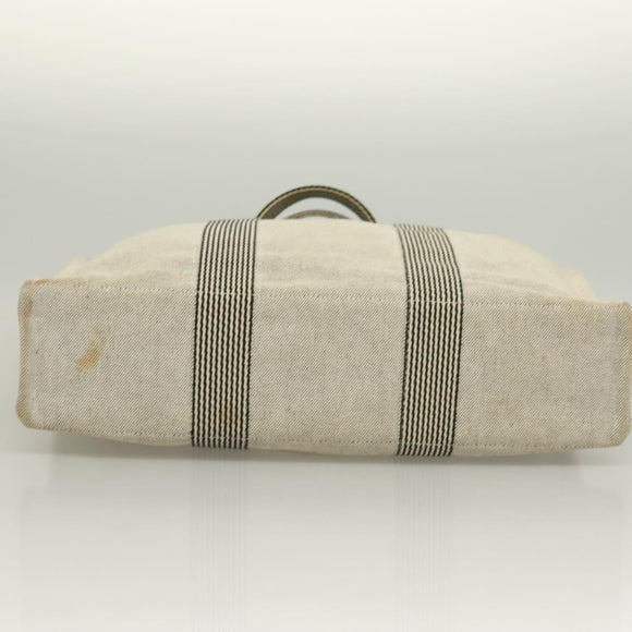 HERMES New Fourre Tout MM Hand Bag Canvas Gray Silver Auth bs27031