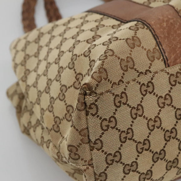GUCCI GG Canvas Bamboo Tote Bag Beige Silver 232947 Auth bs27063