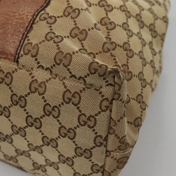 GUCCI GG Canvas Bamboo Tote Bag Beige Silver 232947 Auth bs27063