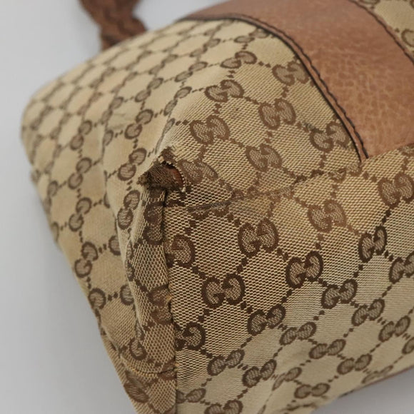 GUCCI GG Canvas Bamboo Tote Bag Beige Silver 232947 Auth bs27063