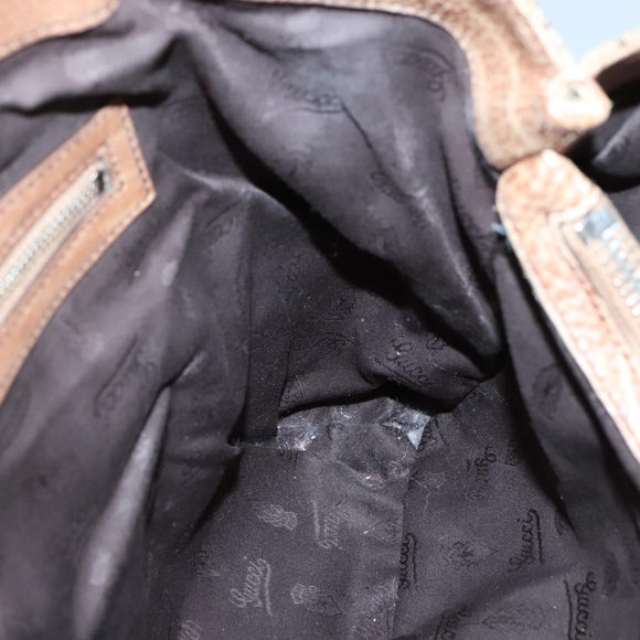 GUCCI GG Canvas Bamboo Tote Bag Beige Silver 232947 Auth bs27063