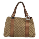 GUCCI GG Canvas Bamboo Tote Bag Beige Silver 232947 Auth bs27063-2