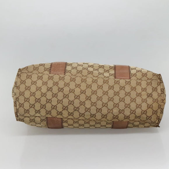 GUCCI GG Canvas Bamboo Tote Bag Beige Silver 232947 Auth bs27063