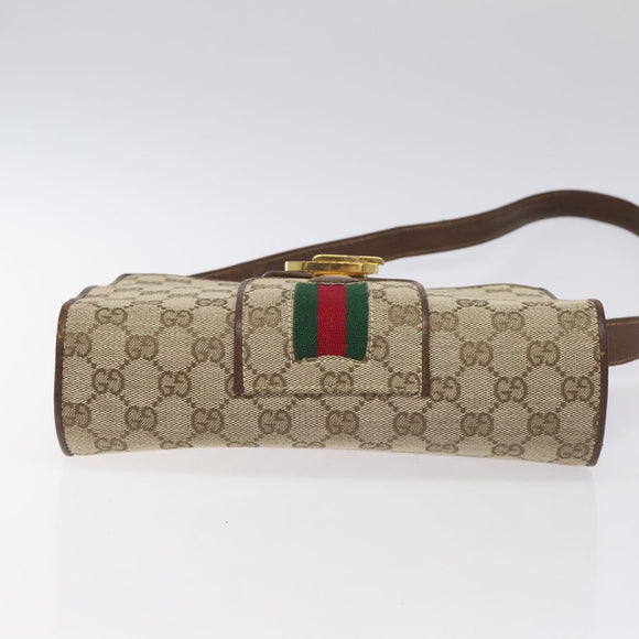 GUCCI GG Canvas Shoulder Bag Beige Gold Auth bs27064