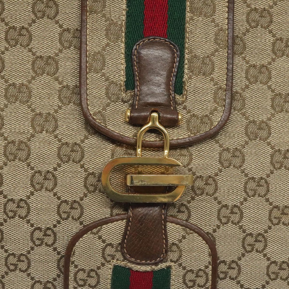 GUCCI GG Canvas Shoulder Bag Beige Gold Auth bs27064