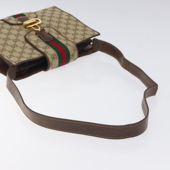 GUCCI GG Canvas Shoulder Bag Beige Gold Auth bs27064
