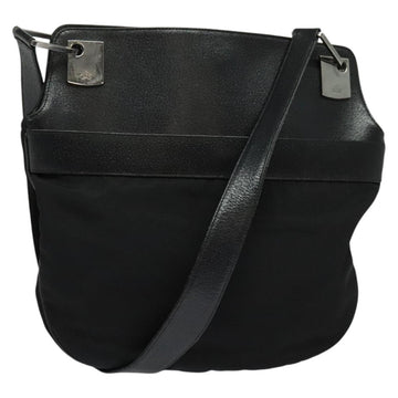 GUCCI Shoulder Bag Nylon Leather Black Silver 001 3307 Auth bs27066