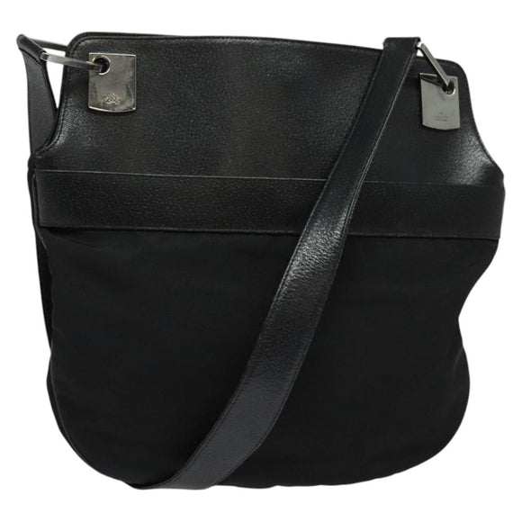 GUCCI Shoulder Bag Nylon Leather Black Silver 001 3307 Auth bs27066
