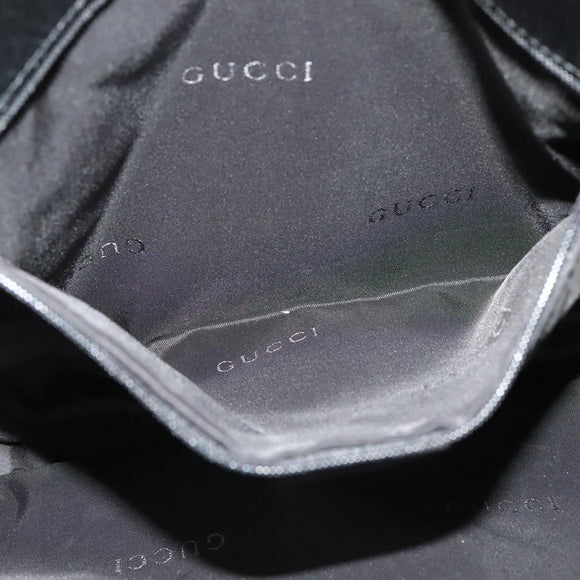 GUCCI Shoulder Bag Nylon Leather Black Silver 001 3307 Auth bs27066