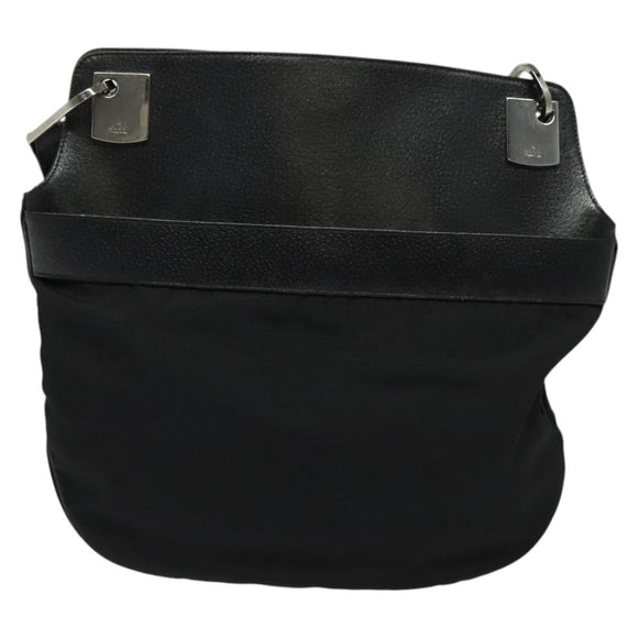 GUCCI Shoulder Bag Nylon Leather Black Silver 001 3307 Auth bs27066