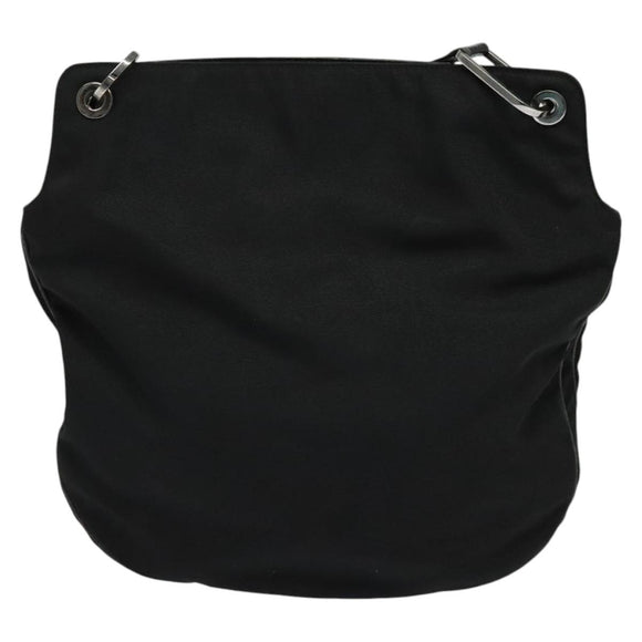 GUCCI Shoulder Bag Nylon Leather Black Silver 001 3307 Auth bs27066