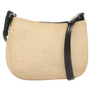 PRADA Shoulder Bag Canvas Beige Silver Auth bs27070-1