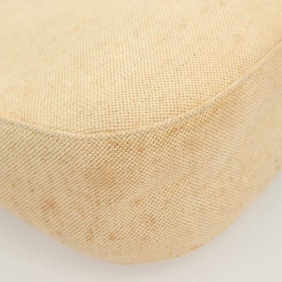 PRADA Shoulder Bag Canvas Beige Silver Auth bs27070