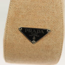 PRADA Shoulder Bag Canvas Beige Silver Auth bs27070-10