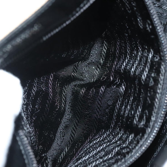 PRADA Shoulder Bag Canvas Beige Silver Auth bs27070