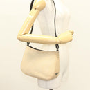 PRADA Shoulder Bag Canvas Beige Silver Auth bs27070-22
