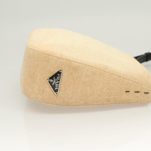 PRADA Shoulder Bag Canvas Beige Silver Auth bs27070