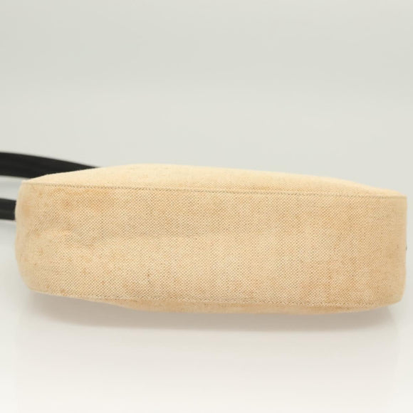 PRADA Shoulder Bag Canvas Beige Silver Auth bs27070