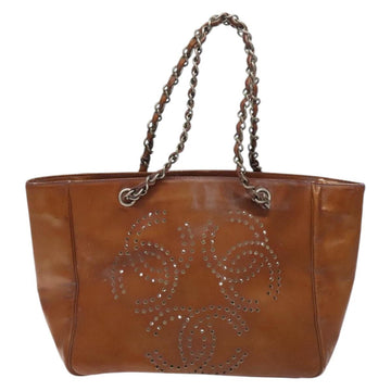 CHANEL Trip Luco co Shoulder Bag Enamel Brown Silver CC Auth bs27076 - 0