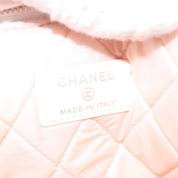 CHANEL Matelasse Clutch Bag Canvas White Silver CC Auth bs27077V