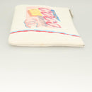 CHANEL Matelasse Clutch Bag Canvas White Silver CC Auth bs27077V-3