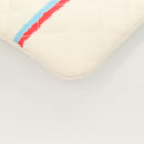 CHANEL Matelasse Clutch Bag Canvas White Silver CC Auth bs27077V-14