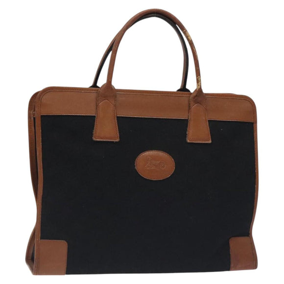 CELINE C Sulky Hand Bag Canvas Black Brown Auth bs27081