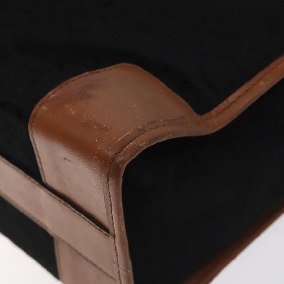 CELINE C Sulky Hand Bag Canvas Black Brown Auth bs27081