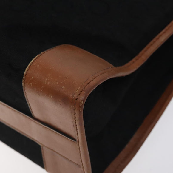 CELINE C Sulky Hand Bag Canvas Black Brown Auth bs27081