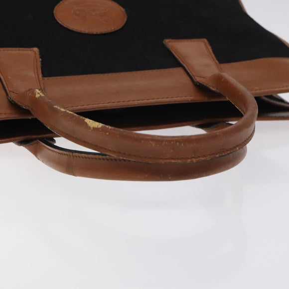 CELINE C Sulky Hand Bag Canvas Black Brown Auth bs27081