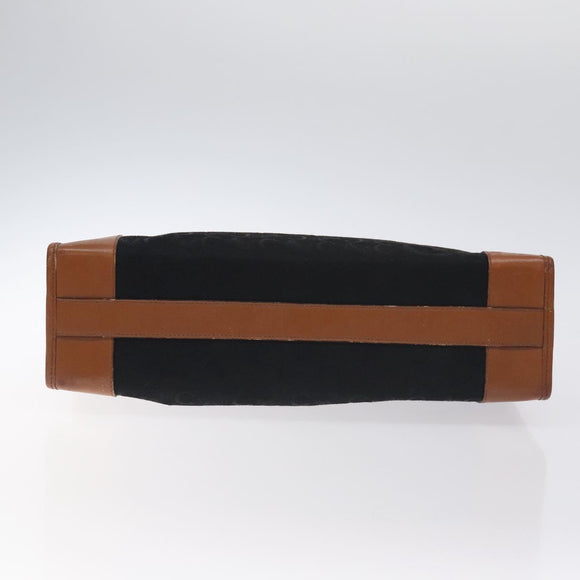 CELINE C Sulky Hand Bag Canvas Black Brown Auth bs27081