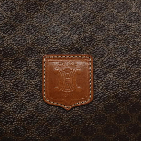 CELINE Macadam Canvas Tote Bag PVC Leather Brown Gold Auth bs27082