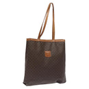 CELINE Macadam Canvas Tote Bag PVC Leather Brown Gold Auth bs27082-1