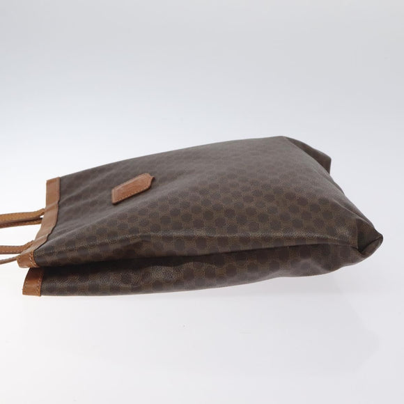 CELINE Macadam Canvas Tote Bag PVC Leather Brown Gold Auth bs27082