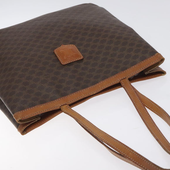 CELINE Macadam Canvas Tote Bag PVC Leather Brown Gold Auth bs27082